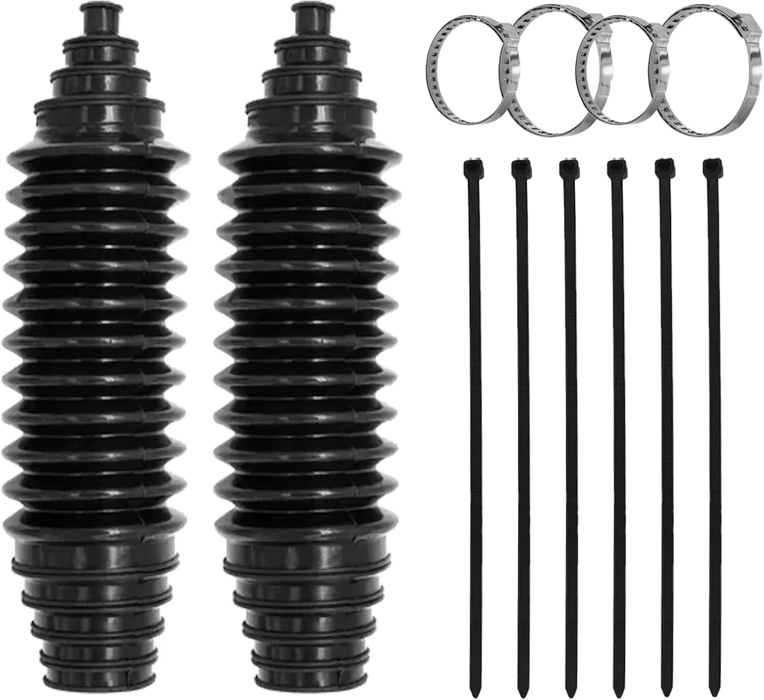 Msyuusr Universal Steering Rack and Pinion Tie Rod Boots, Silicone Inner Tie Rod Boot With Rack and Pinion Boot Clamps, Car Accessories Rack and Pinion Protect Tool Kit (Black)