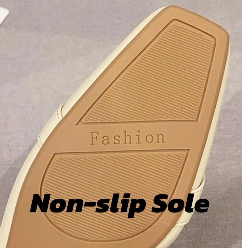 Mules for Woman Square Toe Leather Mules Slides Slip on Professional Business Flats Comfort Office Casual Work Shoes
