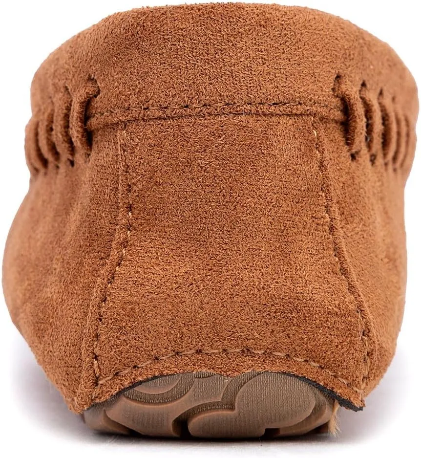 Nautica Women House Fur Slippers Slip On Fuzzy Indoor Outdoor Mocassins Slip Resistant Furry Loafers Microsuede Warm Shoes