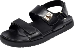 NianEr Womens Soft Foam Footbed Adjustable Velcro Two Strap Flat Sandals Strappy Ankle Strap Trendy Travel Slingback Walking Everday Slip On Casual Comfort Everyday Summer Shoes Slides
