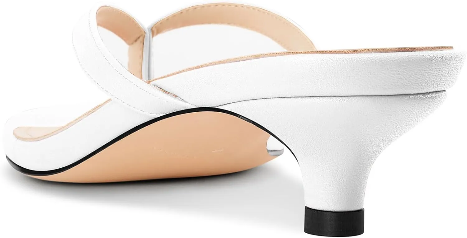 NobleOnly Women's Flip Flop Heels Thong Sandals Heeled Mules for Women Square Open Toe Low Kitten Heels Dress Casual 1.4 Inches Sandals