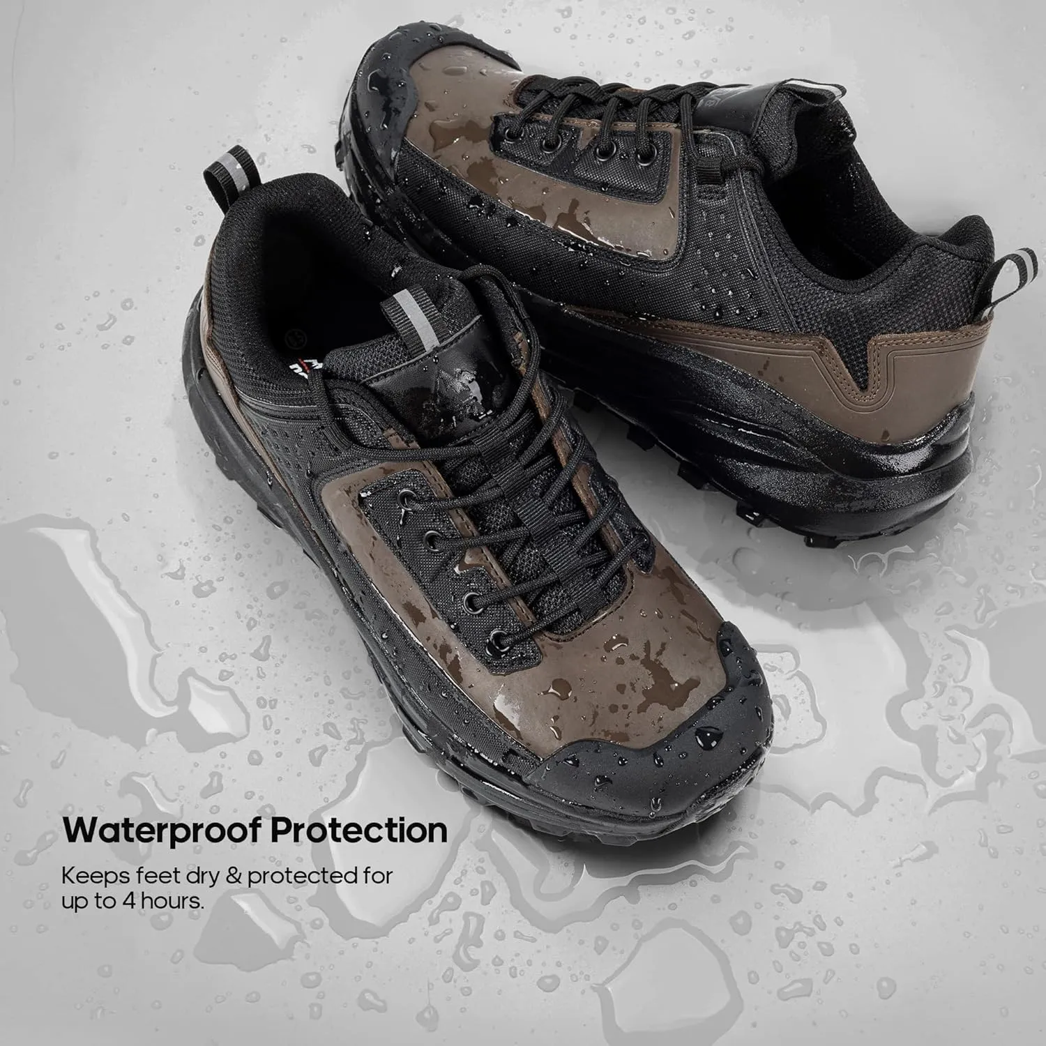 NORTIV 8 Waterproof Shoes for Men Lightweight Hiking Shoes Breathable Leather Outdoor Casual Walking Shoes