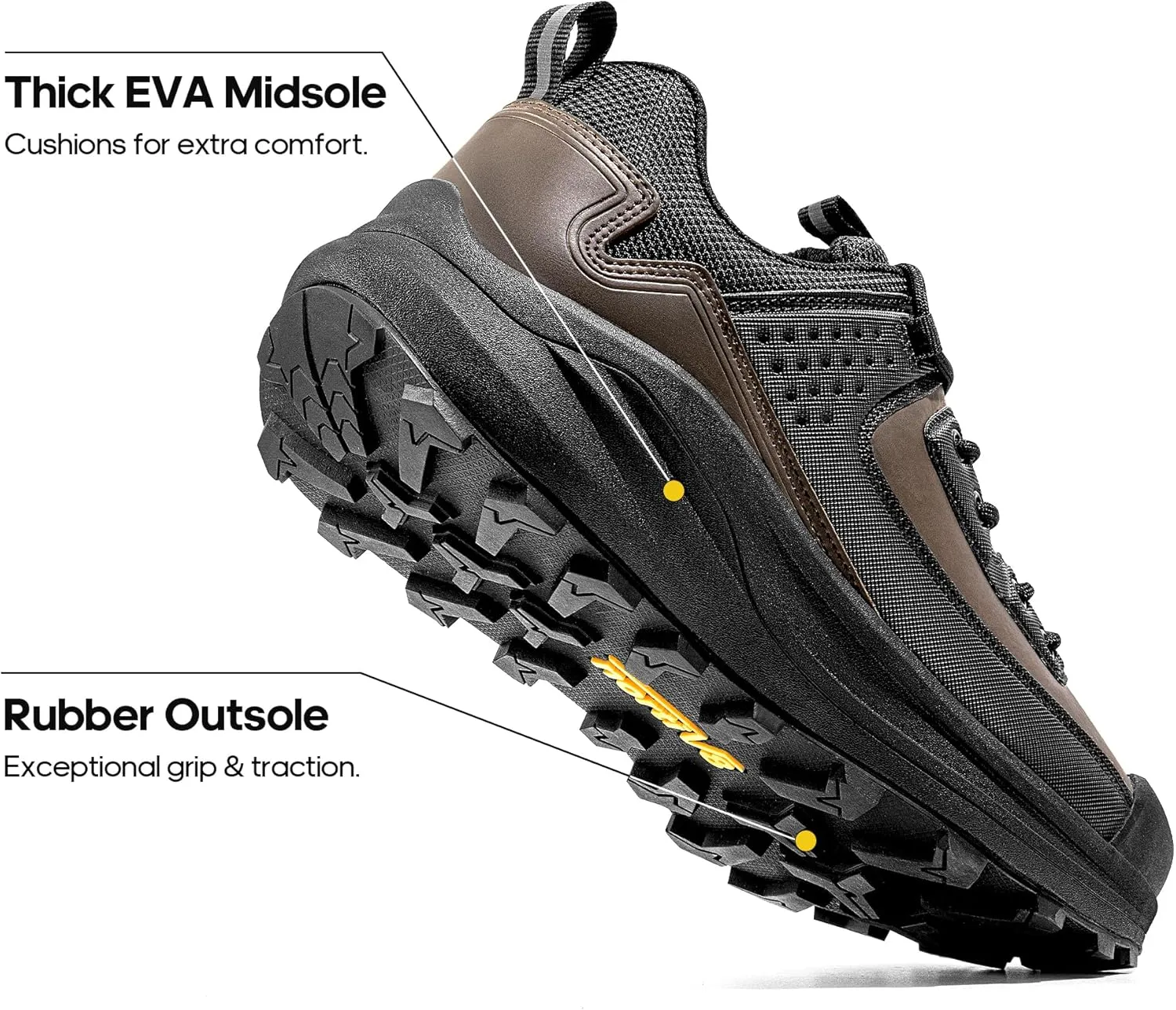NORTIV 8 Waterproof Shoes for Men Lightweight Hiking Shoes Breathable Leather Outdoor Casual Walking Shoes