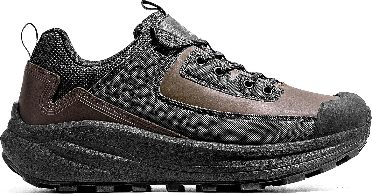 NORTIV 8 Waterproof Shoes for Men Lightweight Hiking Shoes Breathable Leather Outdoor Casual Walking Shoes