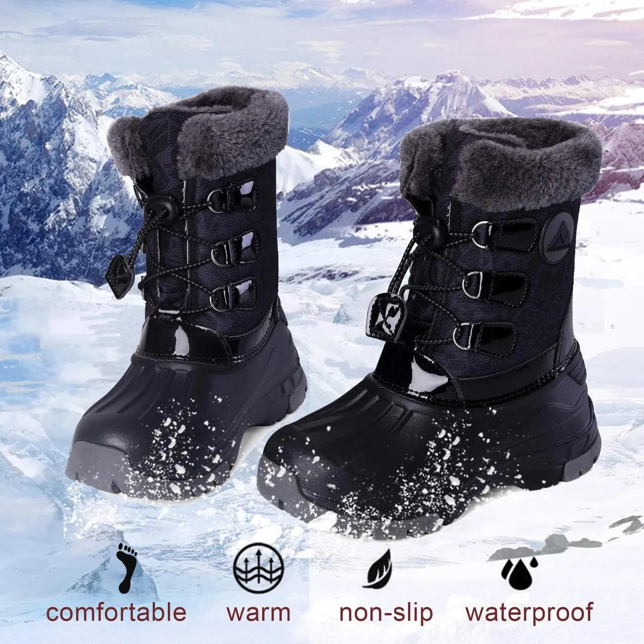 Nova Mountain Boy's and Girl's Waterproof Winter Snow Boots