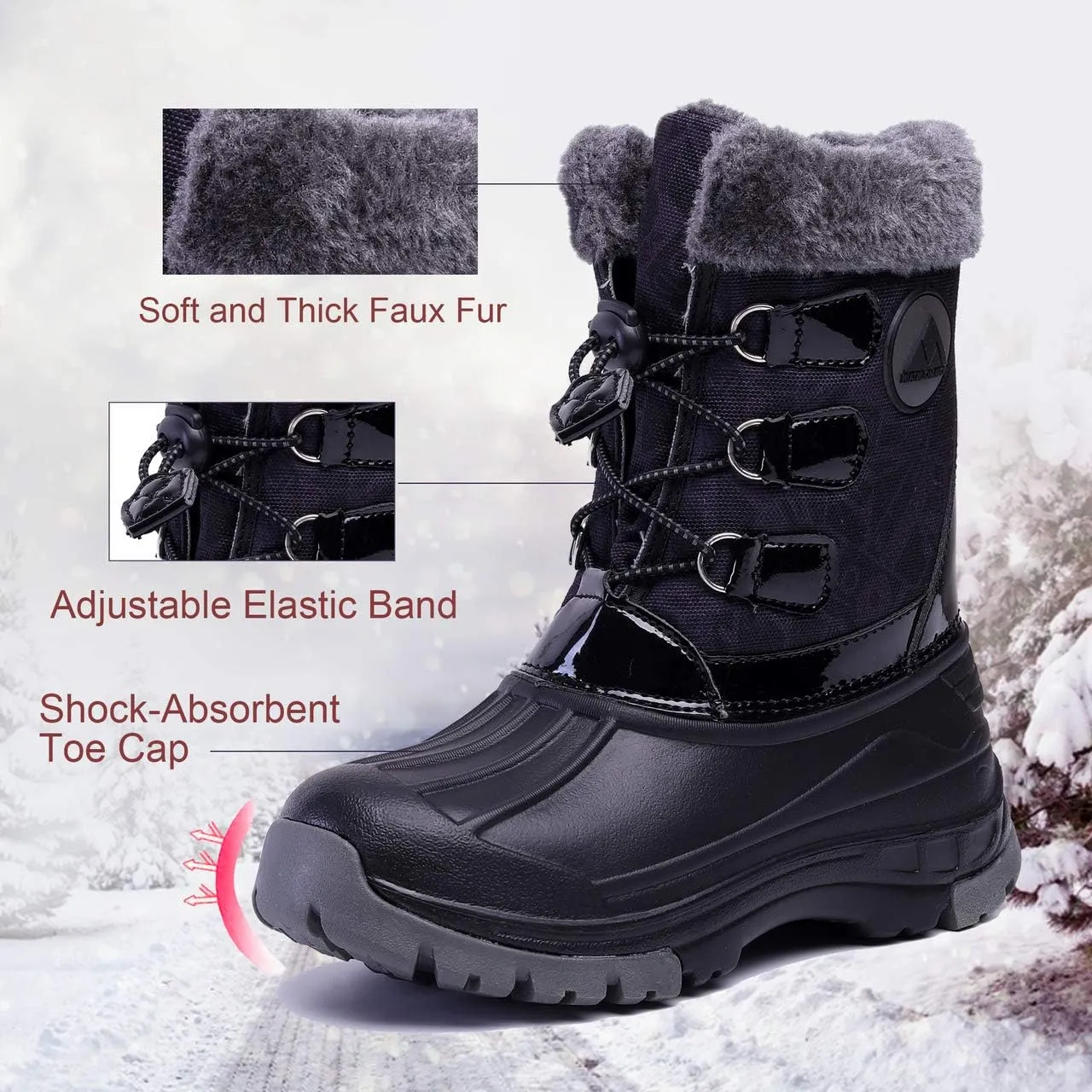 Nova Mountain Boy's and Girl's Waterproof Winter Snow Boots