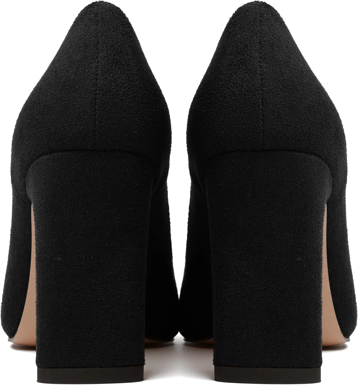 NUMALEO Womens Pointed Toe Suede Evening Casual Slip On Solid Block High Heel Pumps Shoes 3.3 Inch