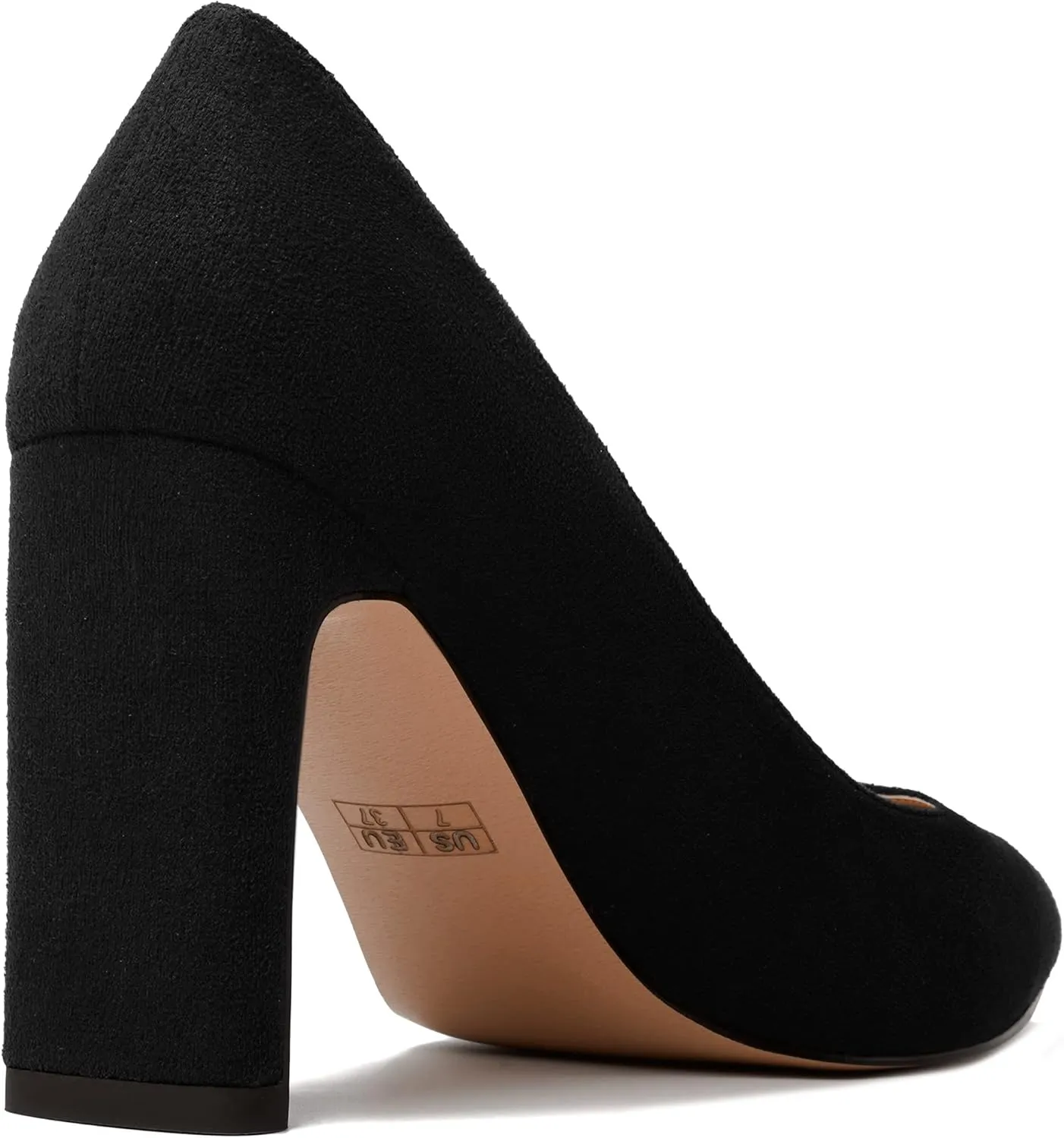 NUMALEO Womens Pointed Toe Suede Evening Casual Slip On Solid Block High Heel Pumps Shoes 3.3 Inch