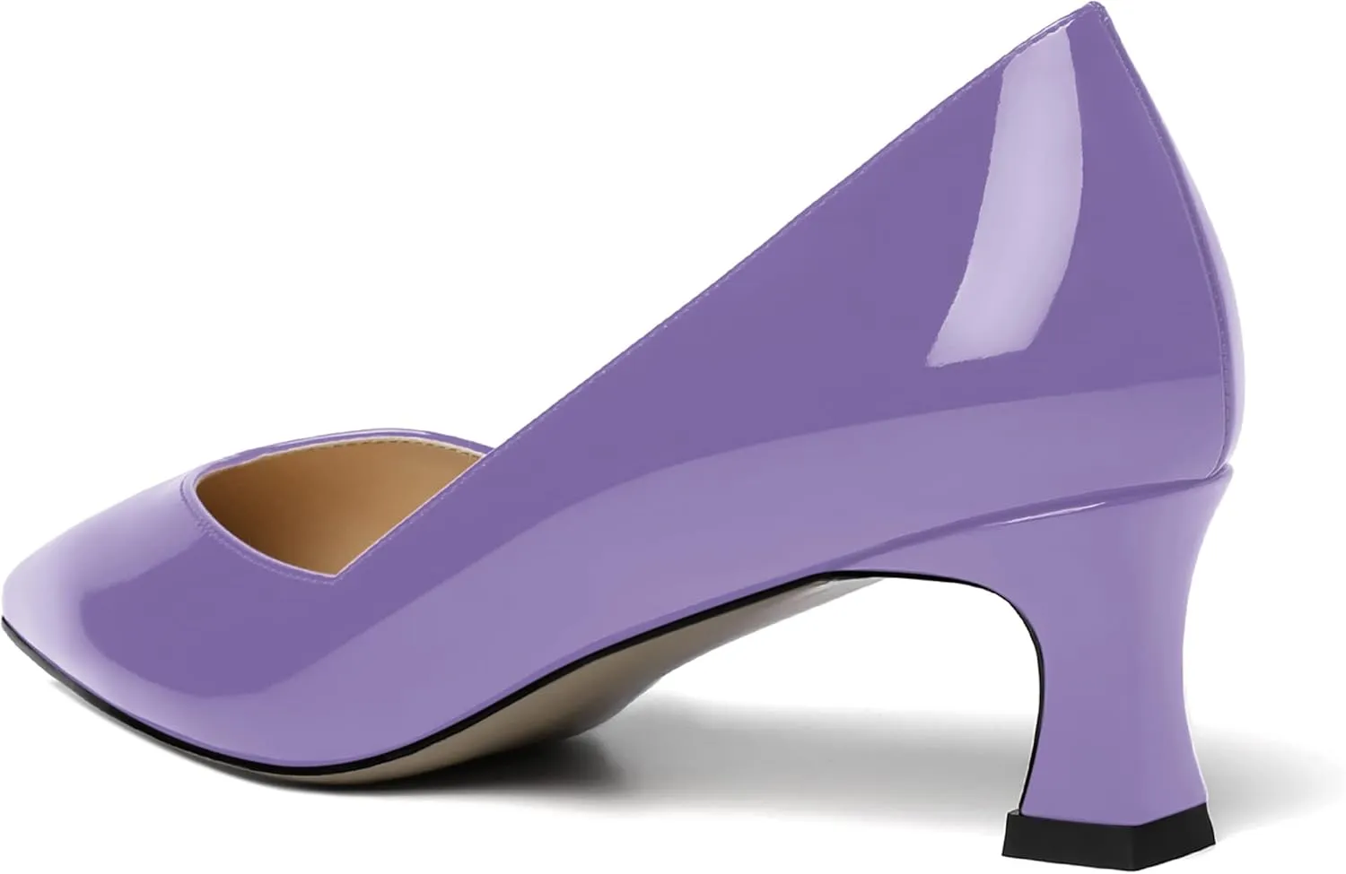 NUMALEO Womens Slip On Solid Pointed Toe Patent Work Casual Spool Low Heel Pumps Shoes 2 Inch