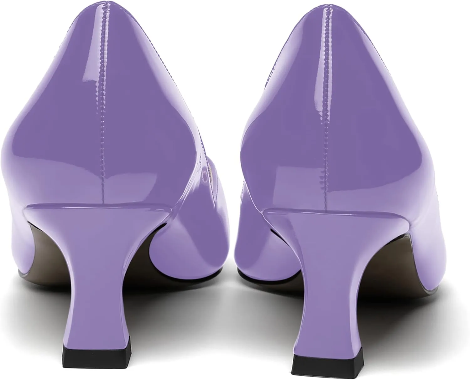 NUMALEO Womens Slip On Solid Pointed Toe Patent Work Casual Spool Low Heel Pumps Shoes 2 Inch