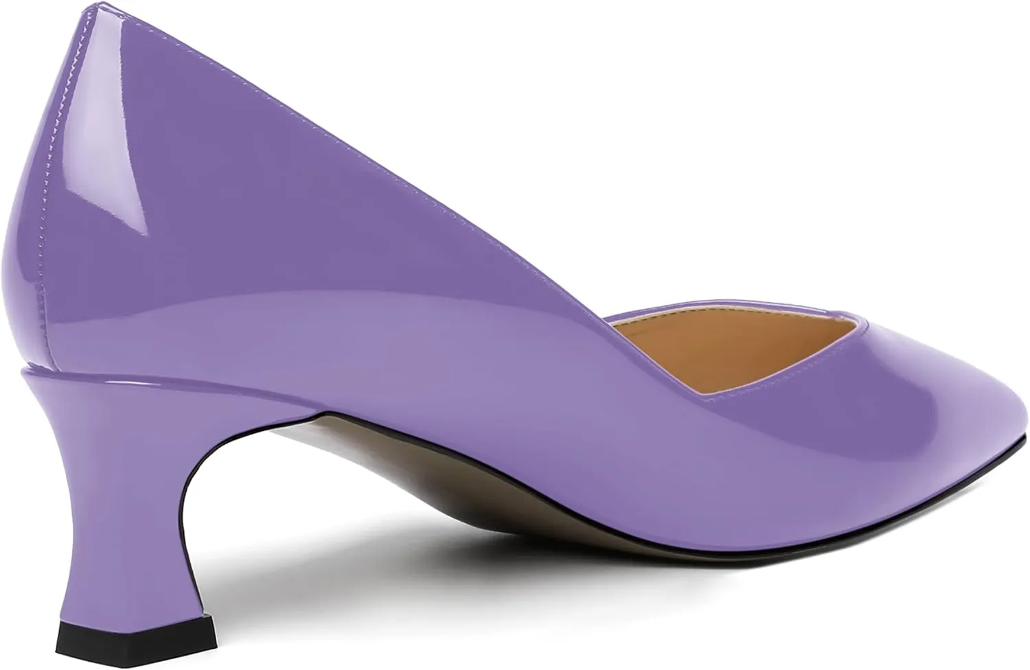 NUMALEO Womens Slip On Solid Pointed Toe Patent Work Casual Spool Low Heel Pumps Shoes 2 Inch