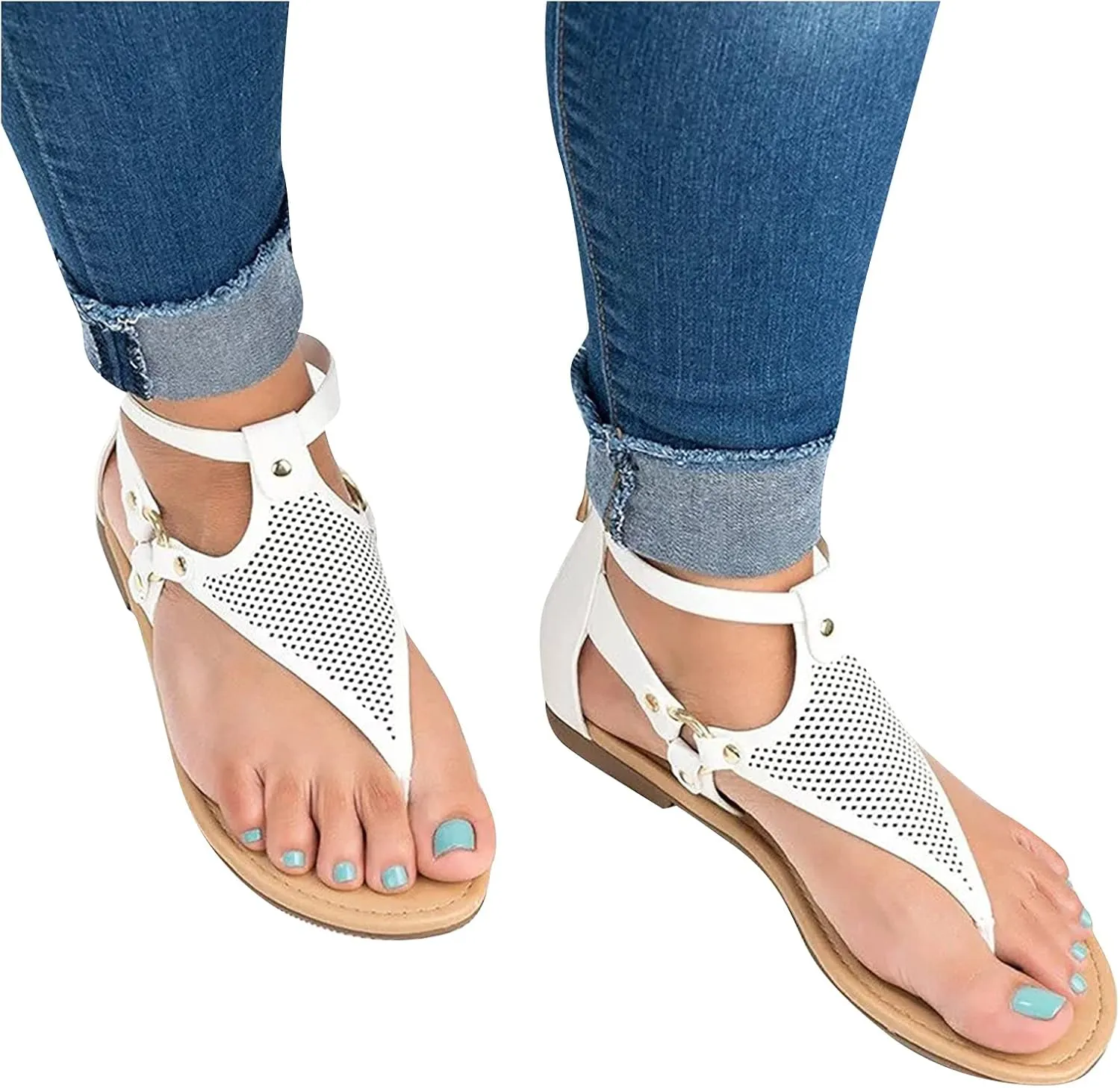 oiangi Sandals for Women Casual Summer,Fashion Clip-Toe Zipper Mesh Comfy Flats Shoes Beach Sandals