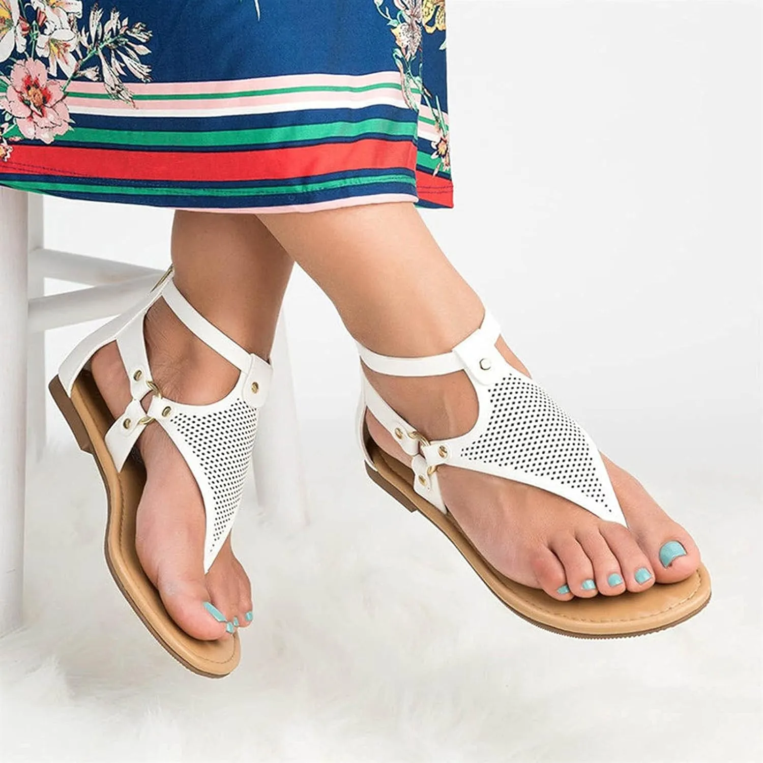 oiangi Sandals for Women Casual Summer,Fashion Clip-Toe Zipper Mesh Comfy Flats Shoes Beach Sandals