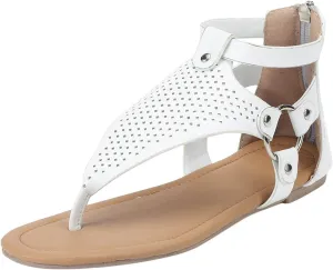oiangi Sandals for Women Casual Summer,Fashion Clip-Toe Zipper Mesh Comfy Flats Shoes Beach Sandals
