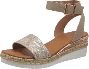 Open Toe Buckle Ankle Strap Espadrilles Flatform Wedge Casual Sandal Platform Espadrille Sandals Orthopedic Retro Summer Slippers Slip On Beach Slides Dressy Walking Fashion Outdoor Shoes