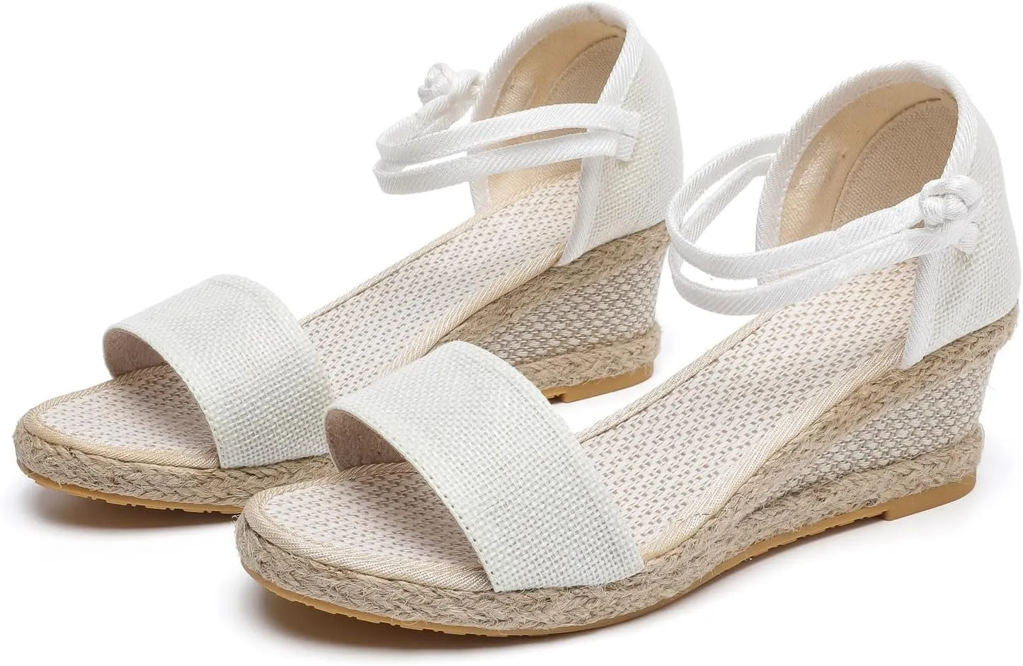 Open Toe Espadrilles Wedges for Women Ankle Strap Ladies Comfortable Walking Sandals Mid Heel Wedge Dress Sandal 2025 Trendy Spring Summer Shoes Classic Casual Lightweight Breathable