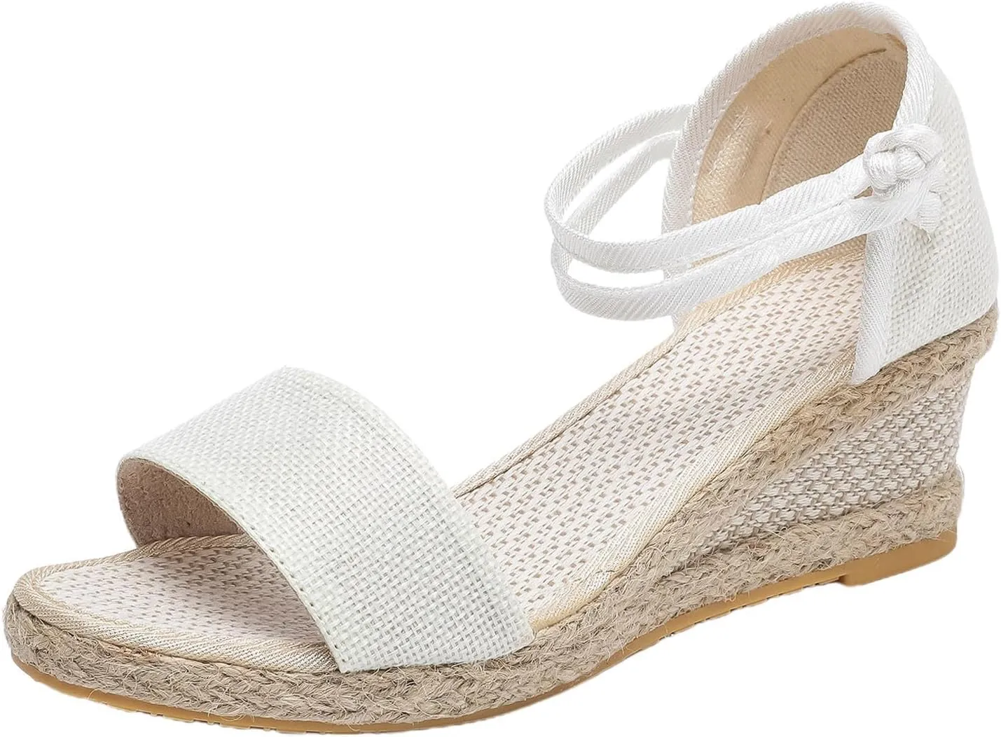 Open Toe Espadrilles Wedges for Women Ankle Strap Ladies Comfortable Walking Sandals Mid Heel Wedge Dress Sandal 2025 Trendy Spring Summer Shoes Classic Casual Lightweight Breathable