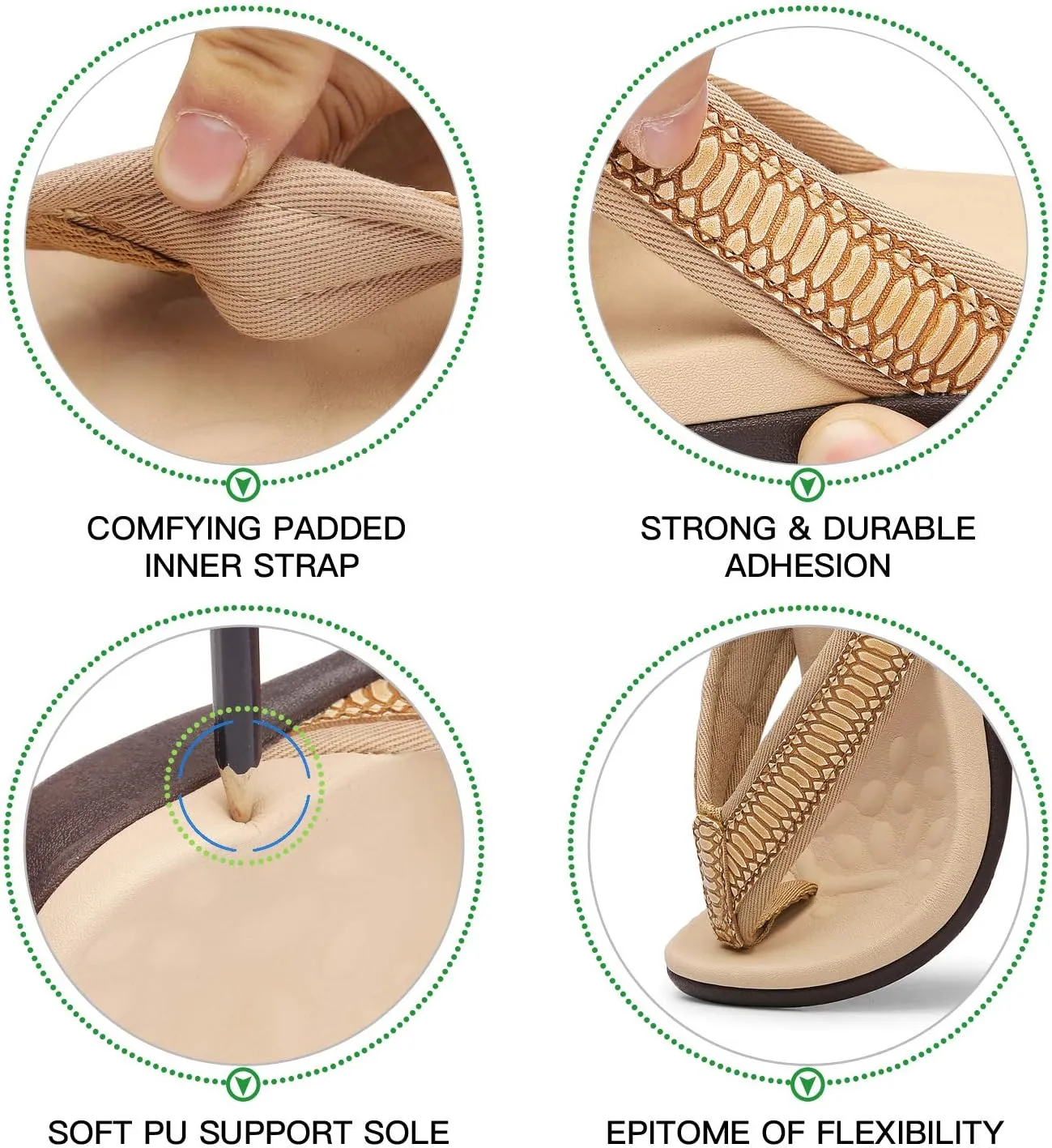 Orkii Womens Orthopedic Sandals for Plantar Fasciitis Feet, Best Orthotic Flip Flops With Arch Support, Comfortable Walking Sandals for Summer Beach, River, Pool
