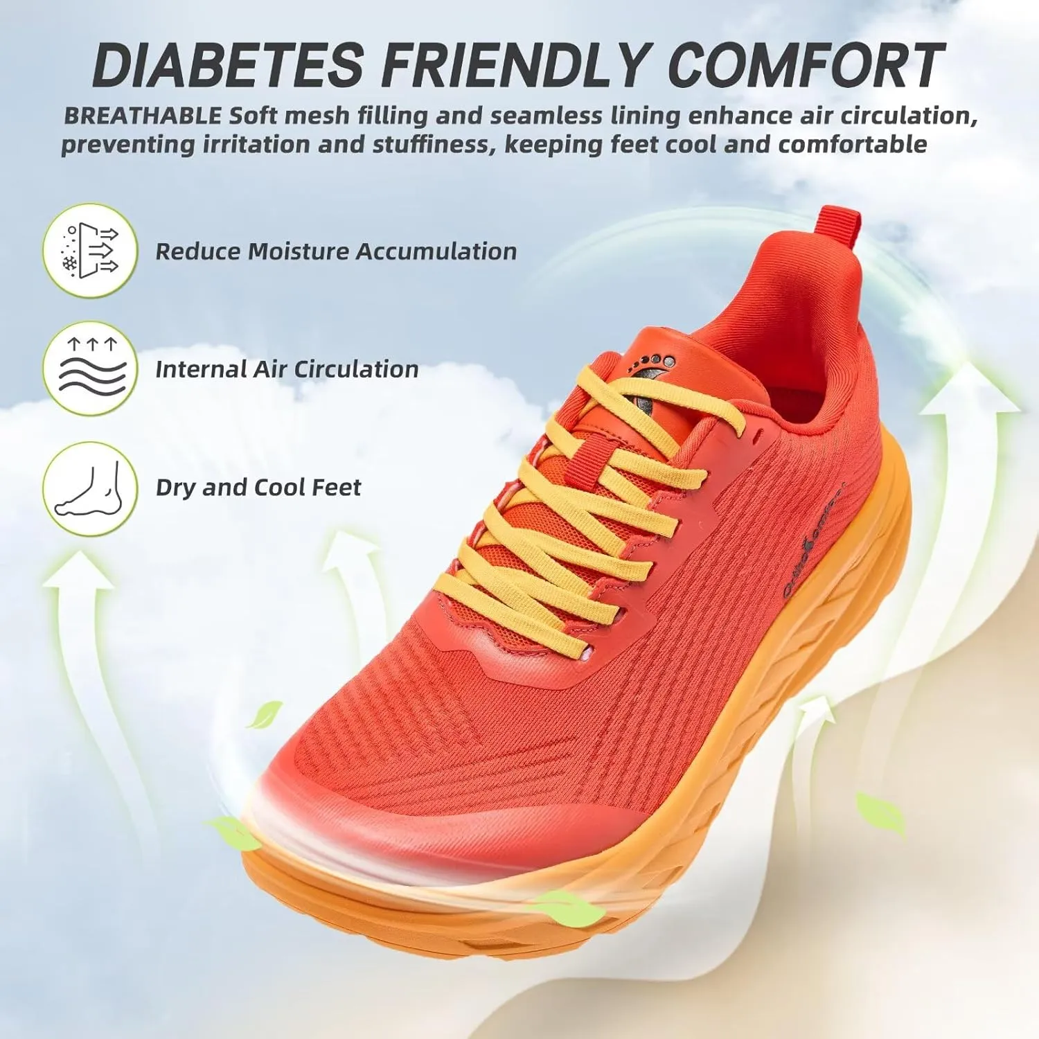 OrthoComfoot Orthopedic Diabetic Men's Wide Shoes: Comfortable Arch Support Running Sneakers, Plantar Fasciitis Wide Toe Box Work Tennis Outdoor Walking Shoes for Swollen Feet, Heel Pain