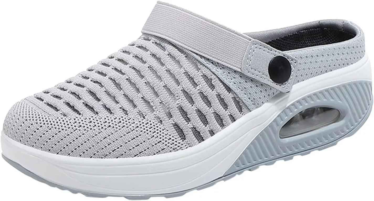 Orthopedic Clogs for Women Summer Air Cushion Platform Mesh Mules Sneaker Orthotic Walking Sneakers Breathable Comfortable Slip On Sandals