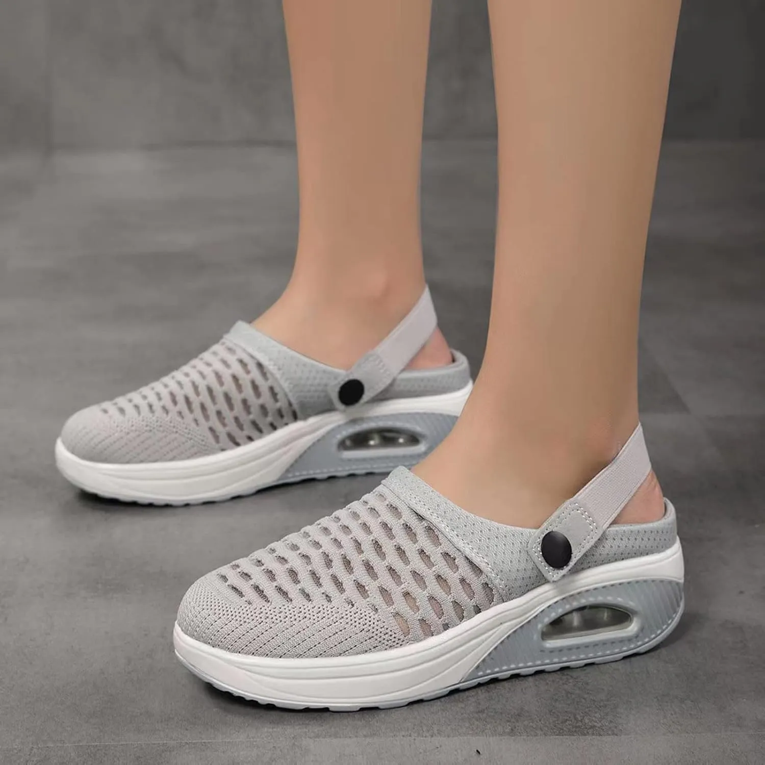 Orthopedic Clogs for Women Summer Air Cushion Platform Mesh Mules Sneaker Orthotic Walking Sneakers Breathable Comfortable Slip On Sandals