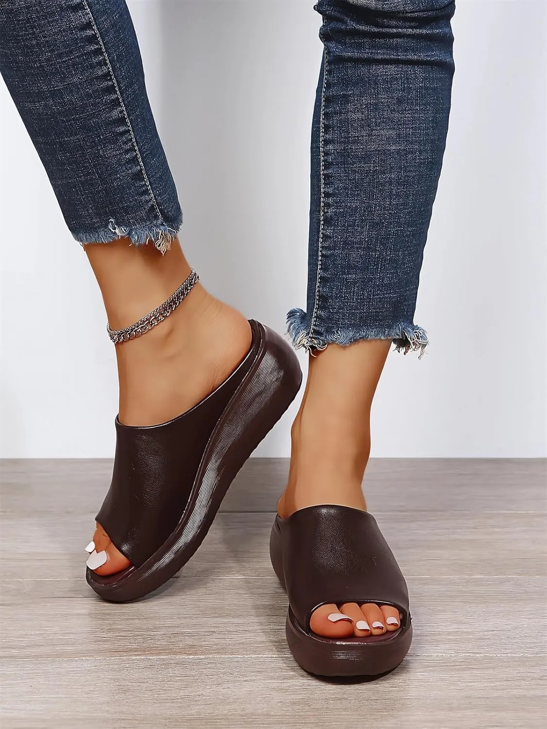 Orthopedic Sandals 2024 Summer Comfortable Orthotic Leather Wedges Slides Dressy Platform Heel Arch Support Slip Sandals