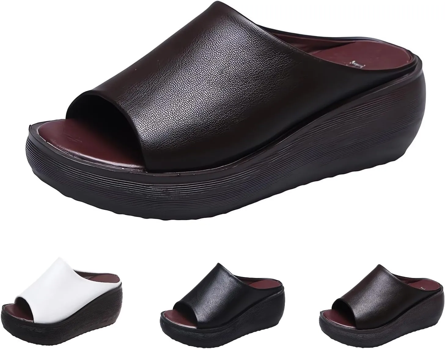 Orthopedic Sandals 2024 Summer Comfortable Orthotic Leather Wedges Slides Dressy Platform Heel Arch Support Slip Sandals