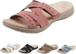 Orthopedic Sandals for Women Comfortable Slides Summer Walking Plantar Fasciitis Sandals with Arch Support Adjustable Hook and Loop Straps Outdoor slip-on shoes