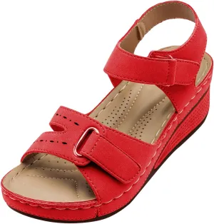 Orthopedic Sandals for Women Fashion, Womens Walking Sandals with Arch Support Anti-Slip Comfortable Sandals Casual Flip Flops Slip On Sandals Women Dressy Summer Flat Walking Slippers (A-Red, 7.5)