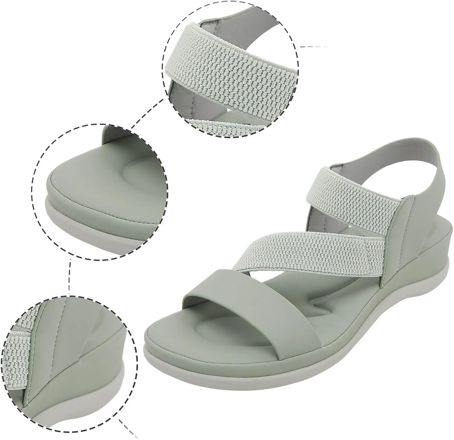 Orthopedic Sandals for Women Open Toe Summer Soft Wedge Sandals Ankle Strap Slingback Platform Slip On Comfort Shoes