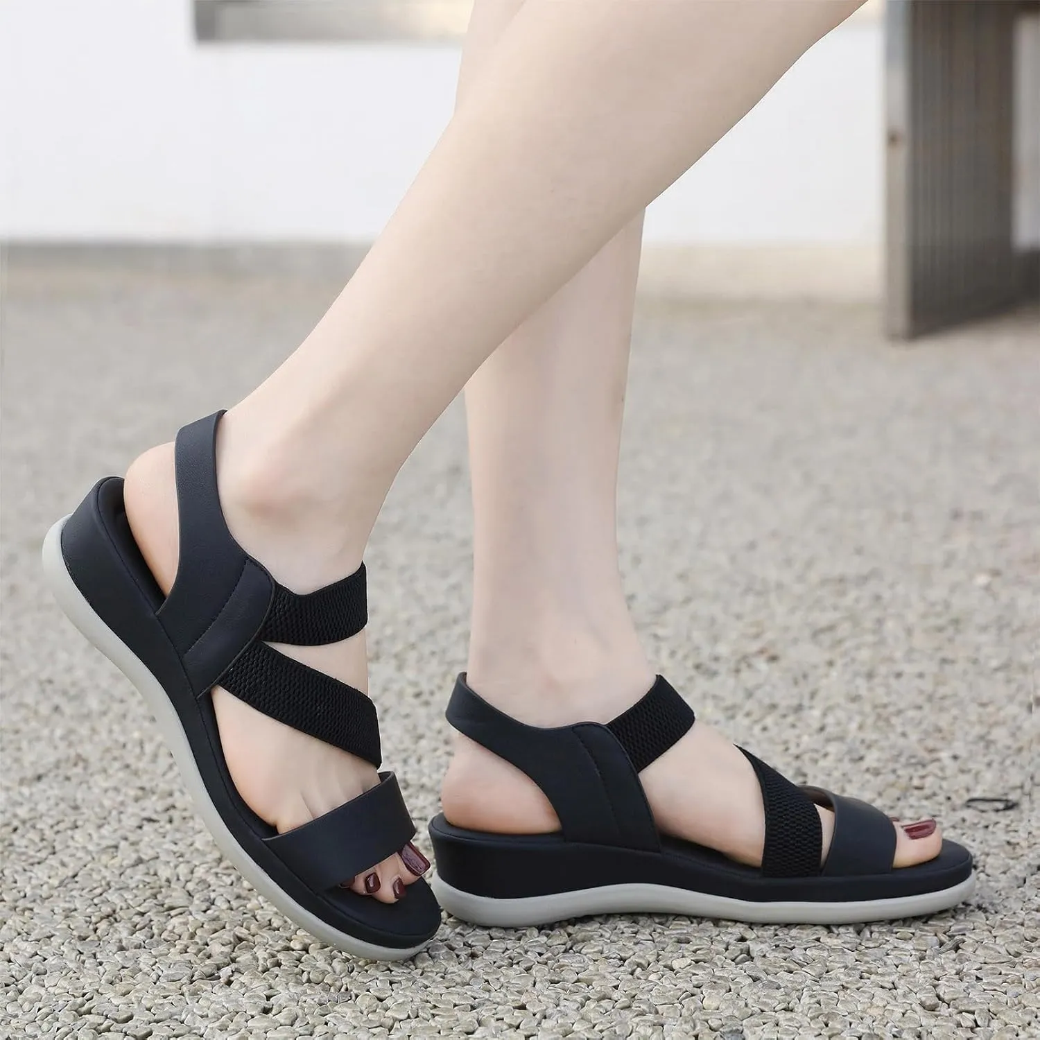Orthopedic Sandals for Women Open Toe Summer Soft Wedge Sandals Ankle Strap Slingback Platform Slip On Comfort Shoes