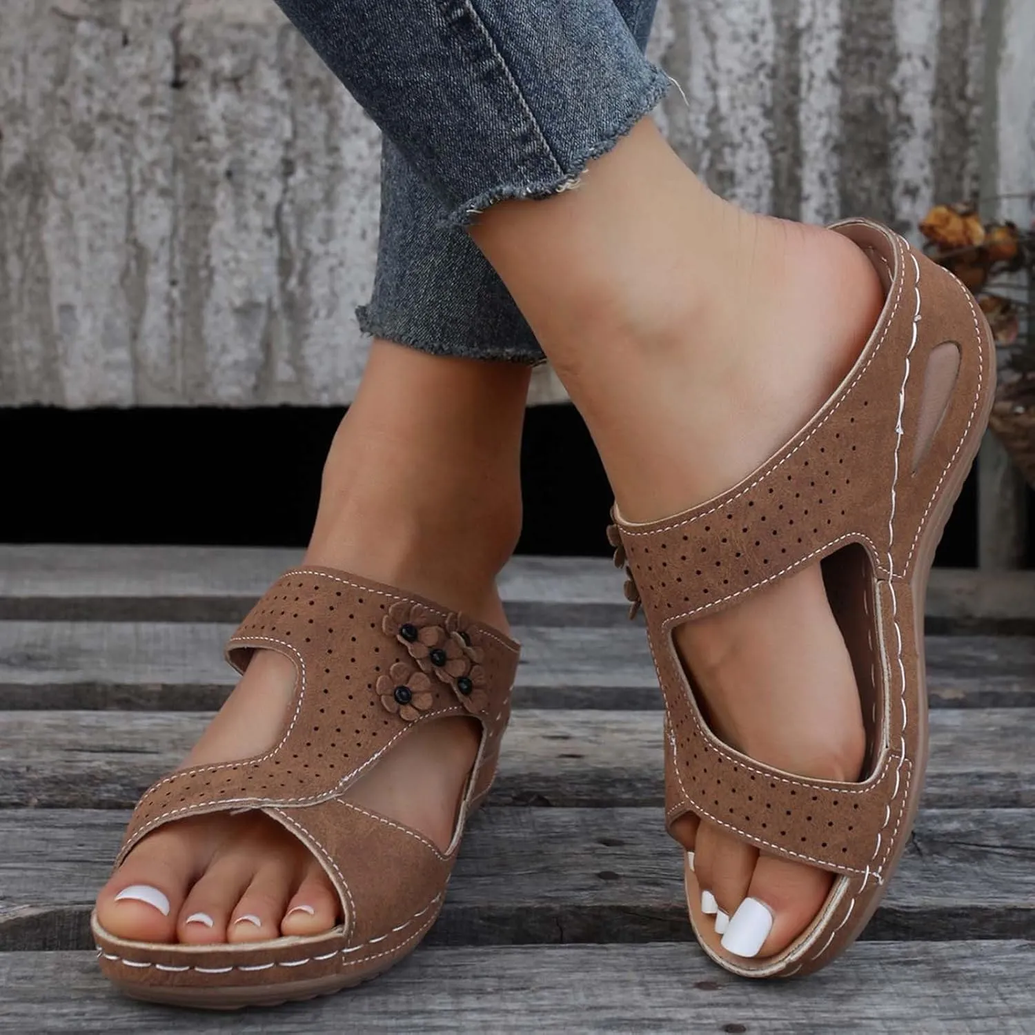 Orthopedic Sandals for Women Wedge Sandals Summer Dressy 2025 Flat Open Toe Platform Sandals Slides Summer Dressy Wedge Sandal Comfortable Dressy Wedge Platform Sandalias Slip On Shoes