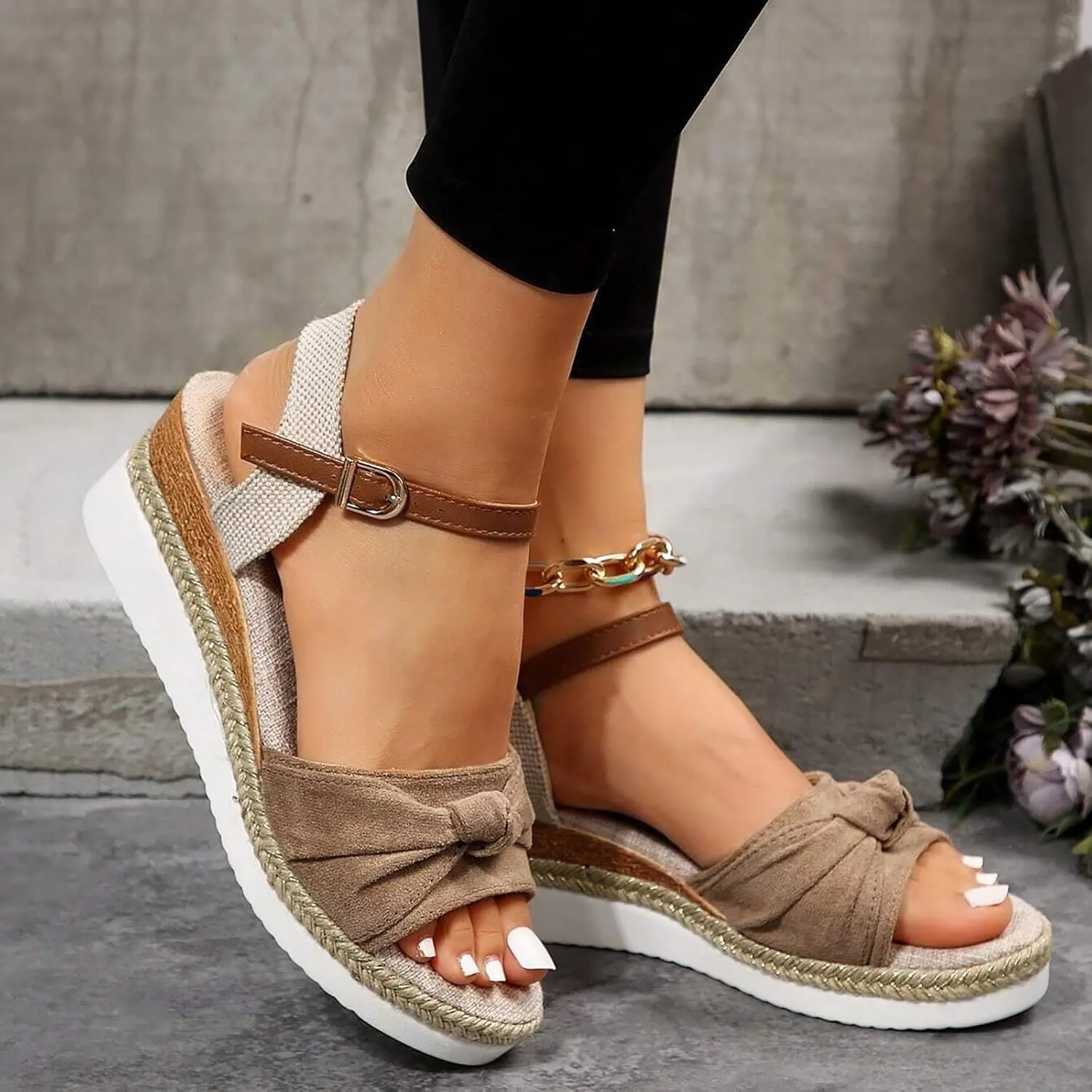 Orthopedic Sandals for Women,Women Walking Slippers with Arch Support Wedge Sandals Summer Dressy Open Toe Ankle Strap Platform Beach Casual Slip on Sandals Beach Dress Comfortable Shoes