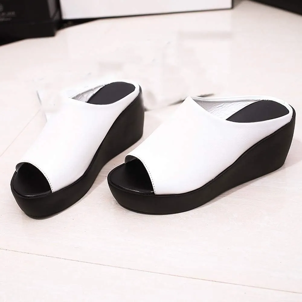 Orthopedic Sandals Summer Comfortable Orthotic Leather Wedges Slides Dressy Platform Heel Arch Support Slip Sandals