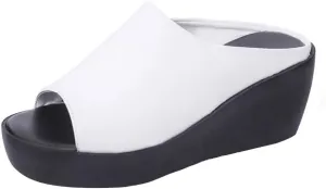 Orthopedic Sandals Summer Comfortable Orthotic Leather Wedges Slides Dressy Platform Heel Arch Support Slip Sandals