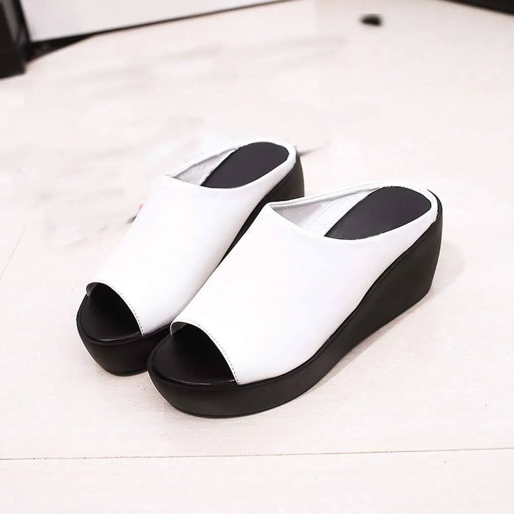 Orthopedic Sandals Summer Comfortable Orthotic Leather Wedges Slides Dressy Platform Heel Arch Support Slip Sandals