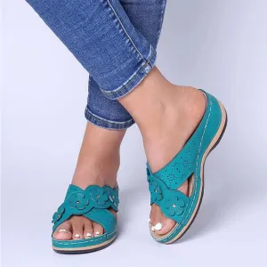 Orthopedic Sandals with Arch Support Flip Flops for Women Wedge Sandals Comfortable Walking Sandals Cushion Footbed Platform Sandals Dressy Summer Slip on Sandals Thong Sandals Casual (b-Blue, 8)