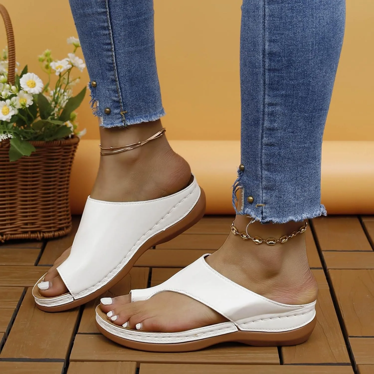 Orthopedic Sandals with Arch Support for Woman Orthopedic Wedge Sandals for Women Comfortable Dressy Summer Sandal with Ring Toe Casual Walking Wedges Platform Slippers Lightweight Breathable Shoes