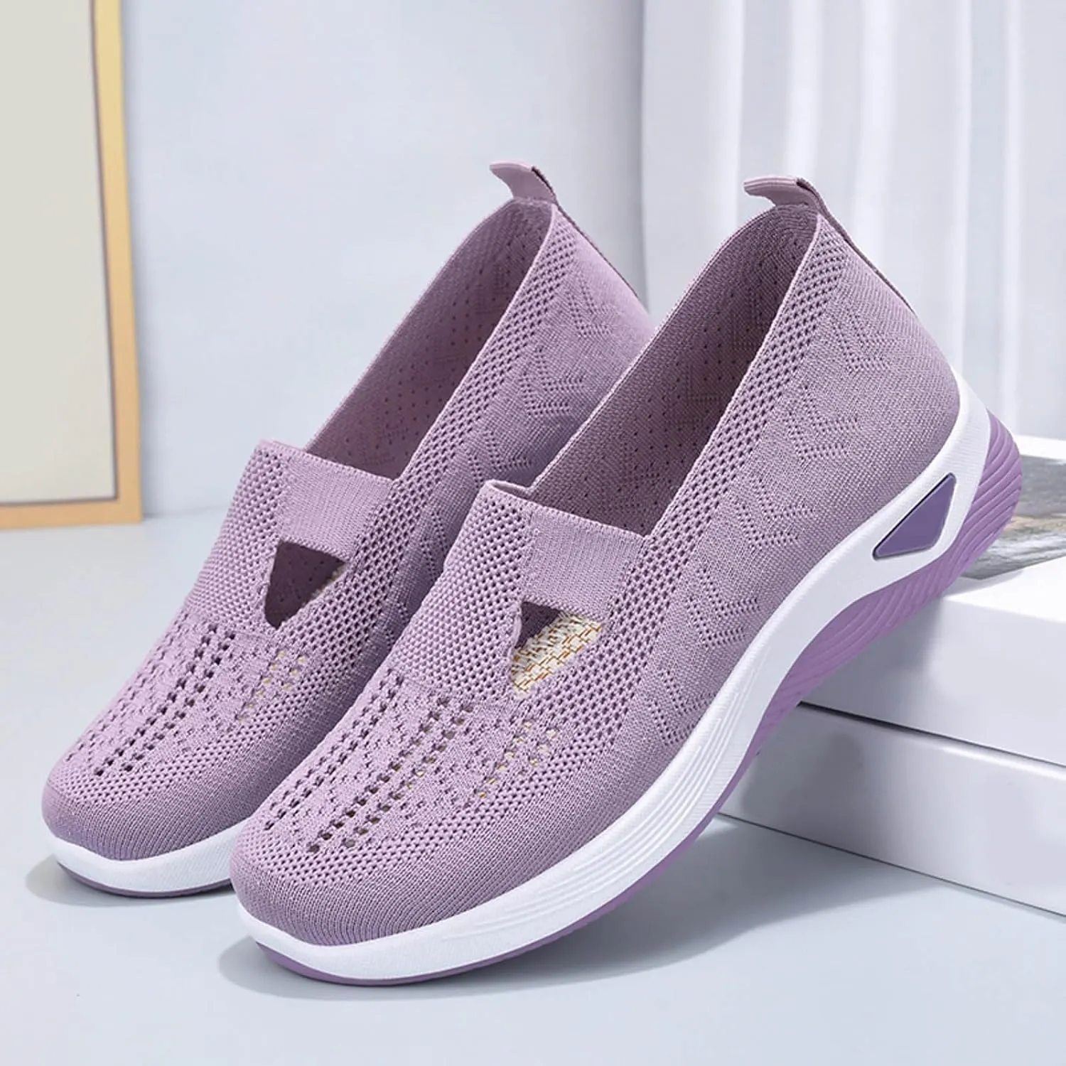 Orthopedic Shoes for Women 2025, Women Wide Width Breathable Walking Comfortable Slip on Sneakers, Food Service Lightweight Sneaker, Nurse Shoes Arch Support Sneakers