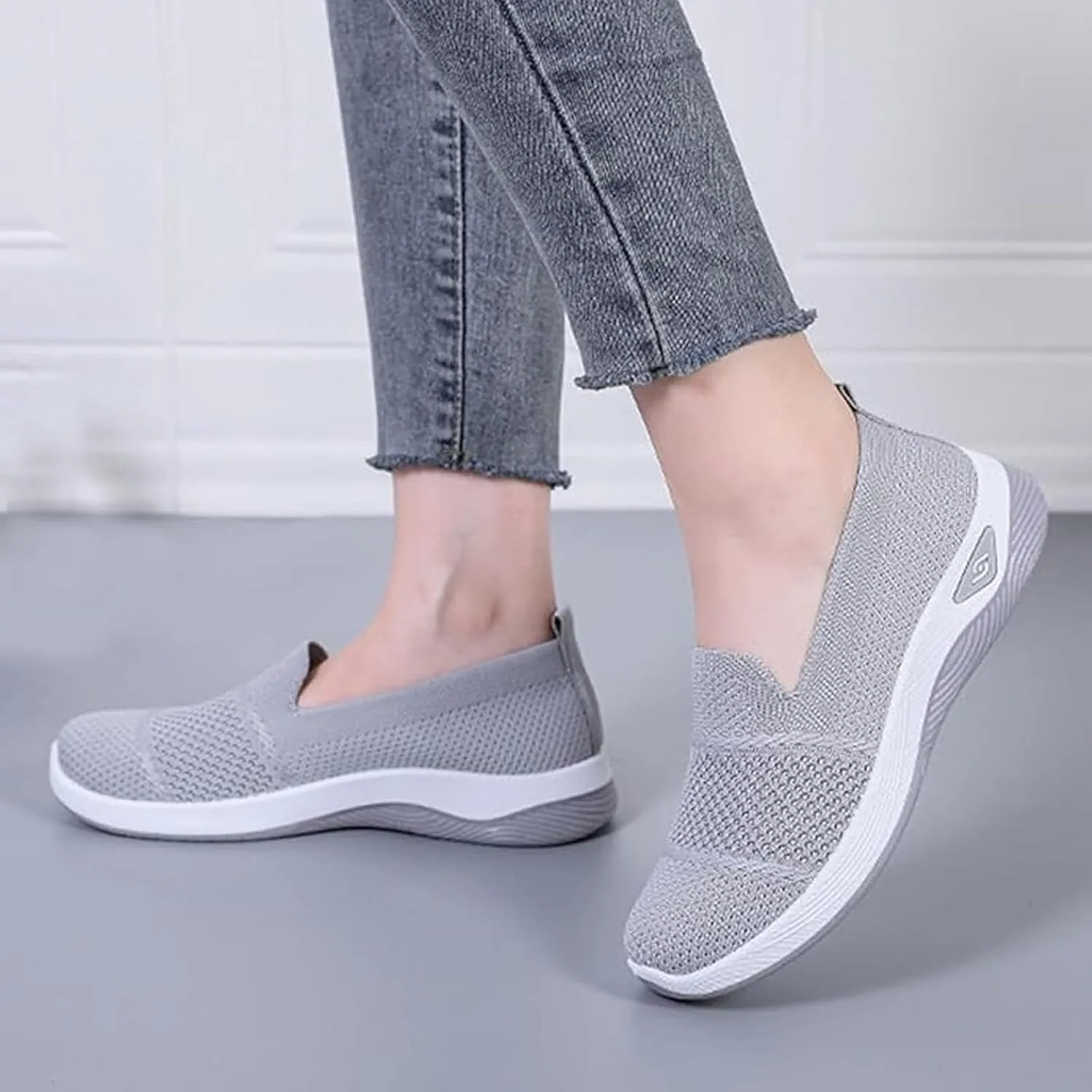 Orthopedic Sneakers for Women Summer Breathable Mesh Slip On Soft Sole Walking Shoes Lightweight Casual Comfortable Fashion Tennis Shoes with Arch Support