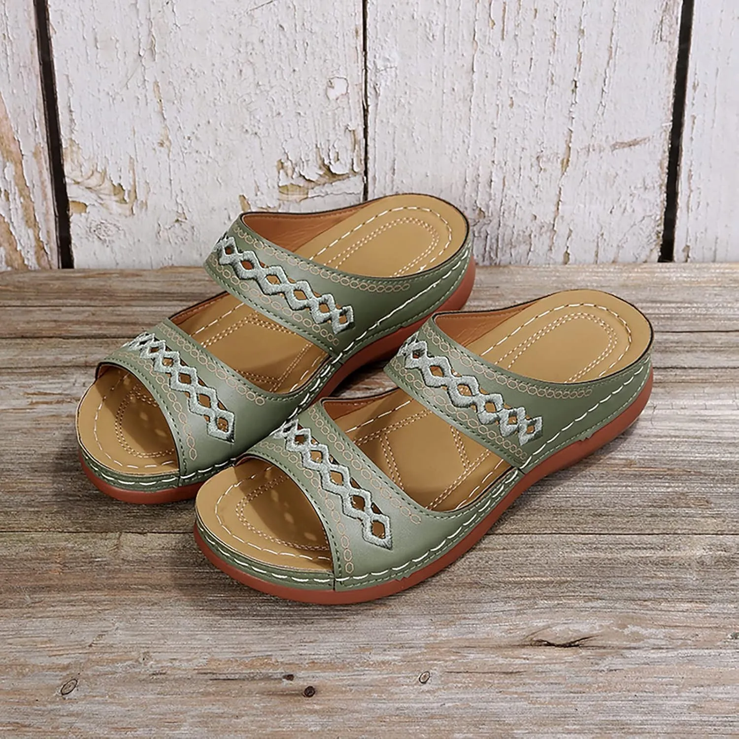Orthopedic Wedge Sandals for Women 2025 Flat Open Toe Platform Sandals Boho Slip on Sandals Comfortable Outdoor Shoe