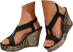 Orthopedic Wedge Sandals For Women 2025 Open Toe Espadrilles Comfortable Dressy Ankle Strap Platform Boho Beach Summer Shoes Comfortable Casual Dress Vacation Indoor Outdoor Lightweight Retro