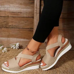 Orthopedic Wedge Sandals for Women 2025 Summer Dressy Flat Open Toe Ankle Strap Espadrilles Casual Strappy Slip on Platform Sandals Shoes Beach Boho Sandals Comfortable Outdoor Shoe