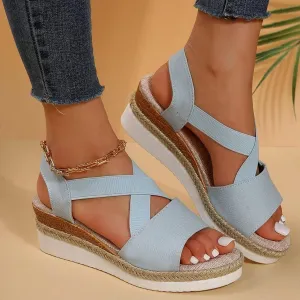 Orthopedic Wedge Sandals for Women 2025 Summer Dressy Flat Open Toe Ankle Strap Espadrilles Sandals Boho Comfortable Casual Strappy Slip on Wedges Shoes