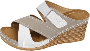 Orthopedic Wedge Sandals for Women Crisscross Strap Open Toe Sandals Comfortable Summer Slip On Moccasin Women Slippers