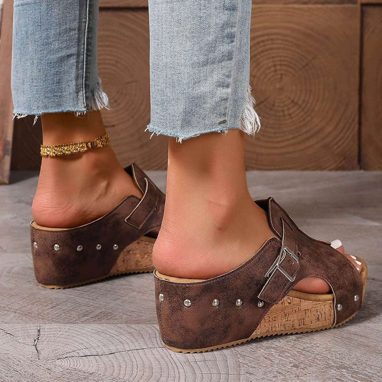 Orthopedic Wedge Sandals for Women Open Toe Slip On Sandals Boho Casual Shoes Ankle Strap Open Toe Espadrilles Comfortable Summer Vacation Shoes Lightweight Beach Sandal