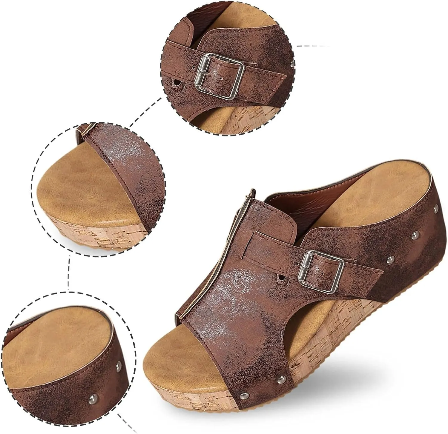 Orthopedic Wedge Sandals for Women Open Toe Slip On Sandals Boho Casual Shoes Ankle Strap Open Toe Espadrilles Comfortable Summer Vacation Shoes Lightweight Beach Sandal