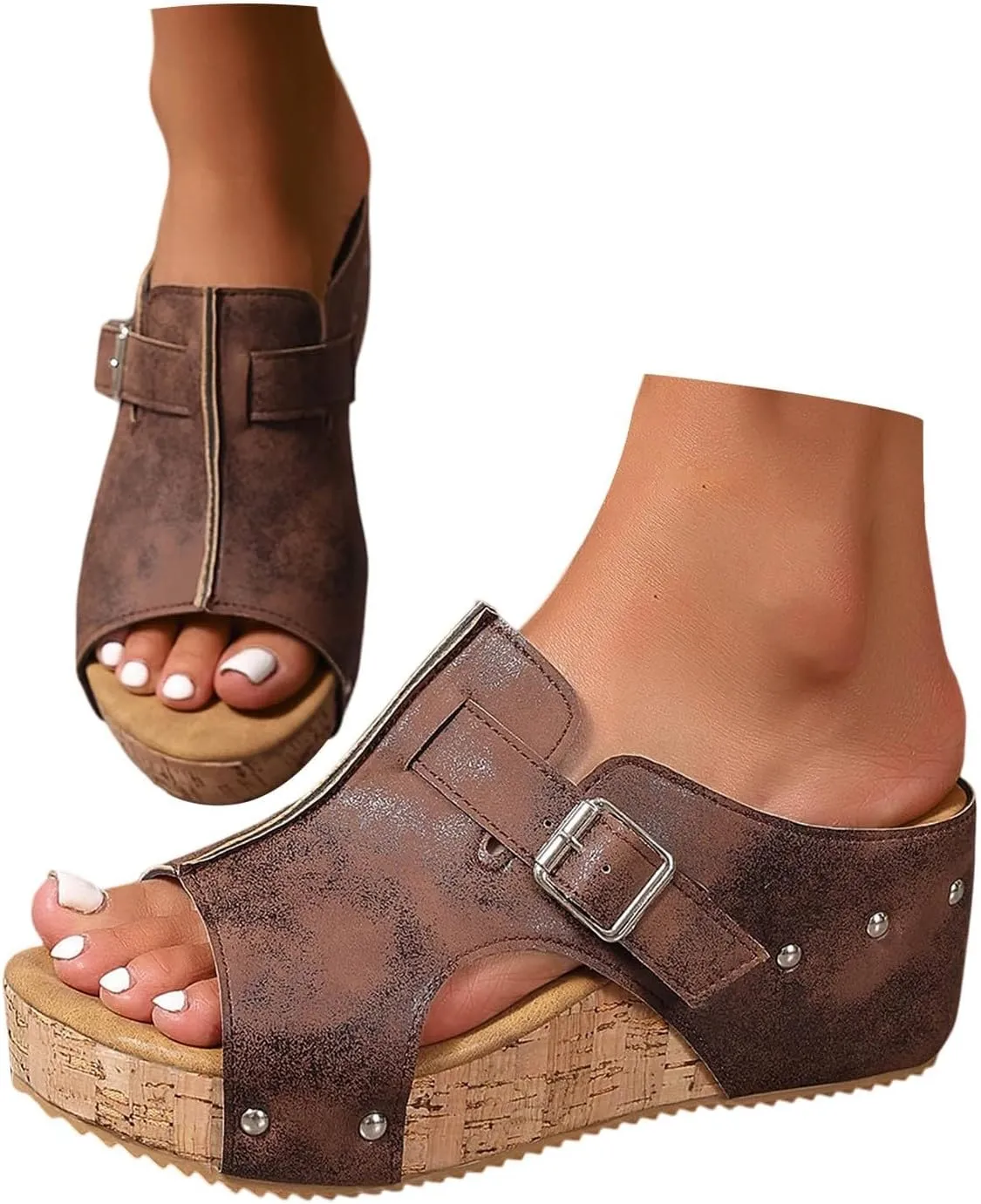 Orthopedic Wedge Sandals for Women Open Toe Slip On Sandals Boho Casual Shoes Ankle Strap Open Toe Espadrilles Comfortable Summer Vacation Shoes Lightweight Beach Sandal