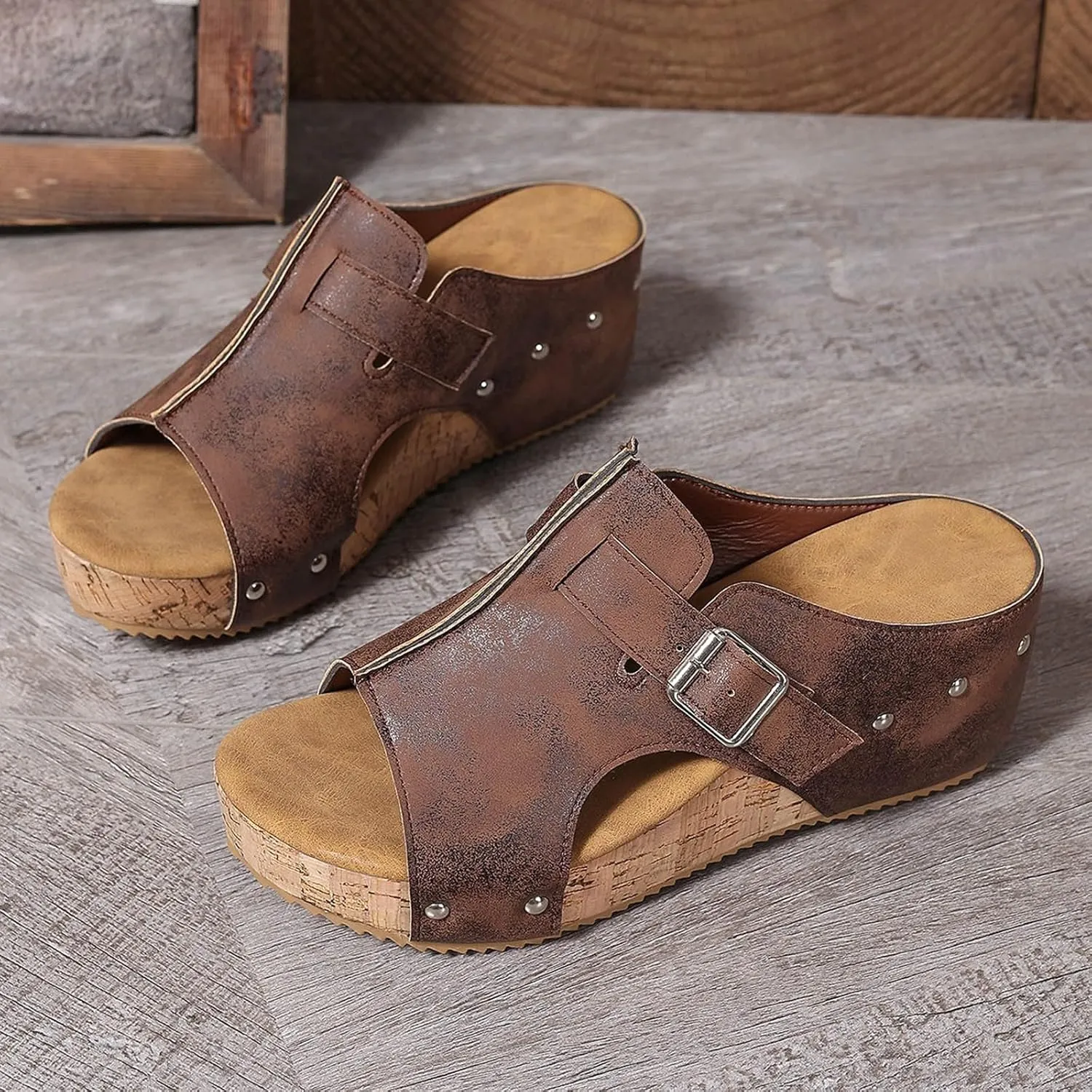 Orthopedic Wedge Sandals for Women Open Toe Slip On Sandals Boho Casual Shoes Ankle Strap Open Toe Espadrilles Comfortable Summer Vacation Shoes Lightweight Beach Sandal