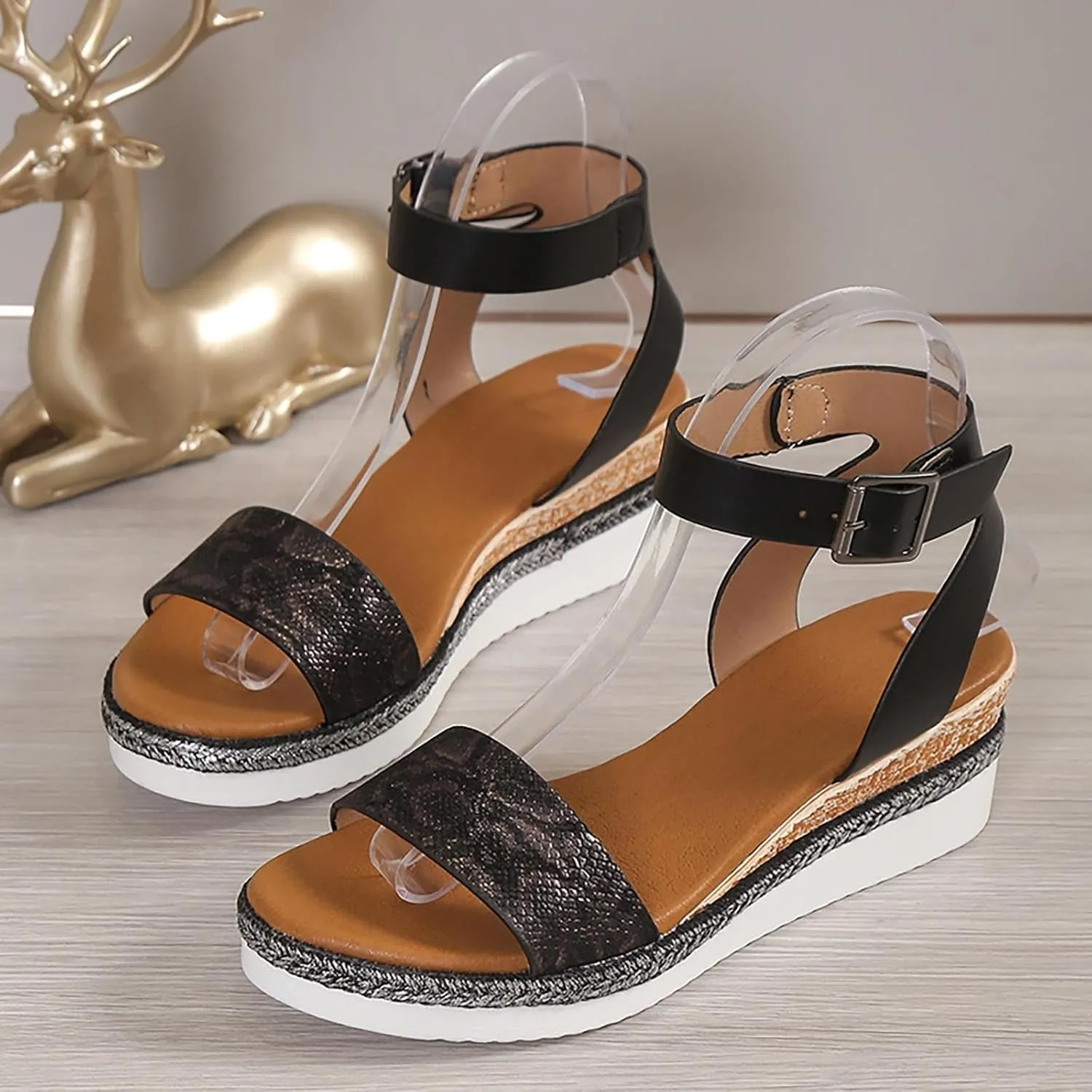 Orthopedic Wedge Sandals for Women Summer Dressy 2025 Women's Ankle Strap Open Toe Espadrilles Comfortable Platform Wedges Sandal Boho Beach Shoes